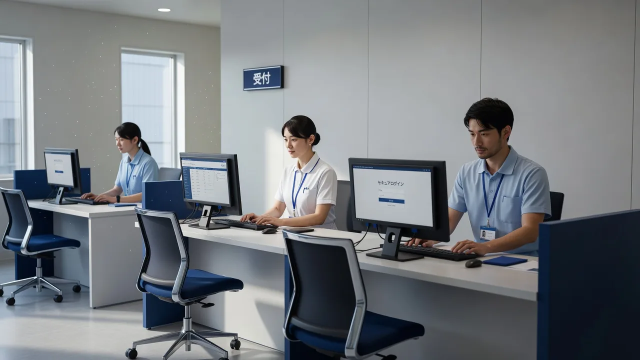 受付カウンターがある事業所の様子