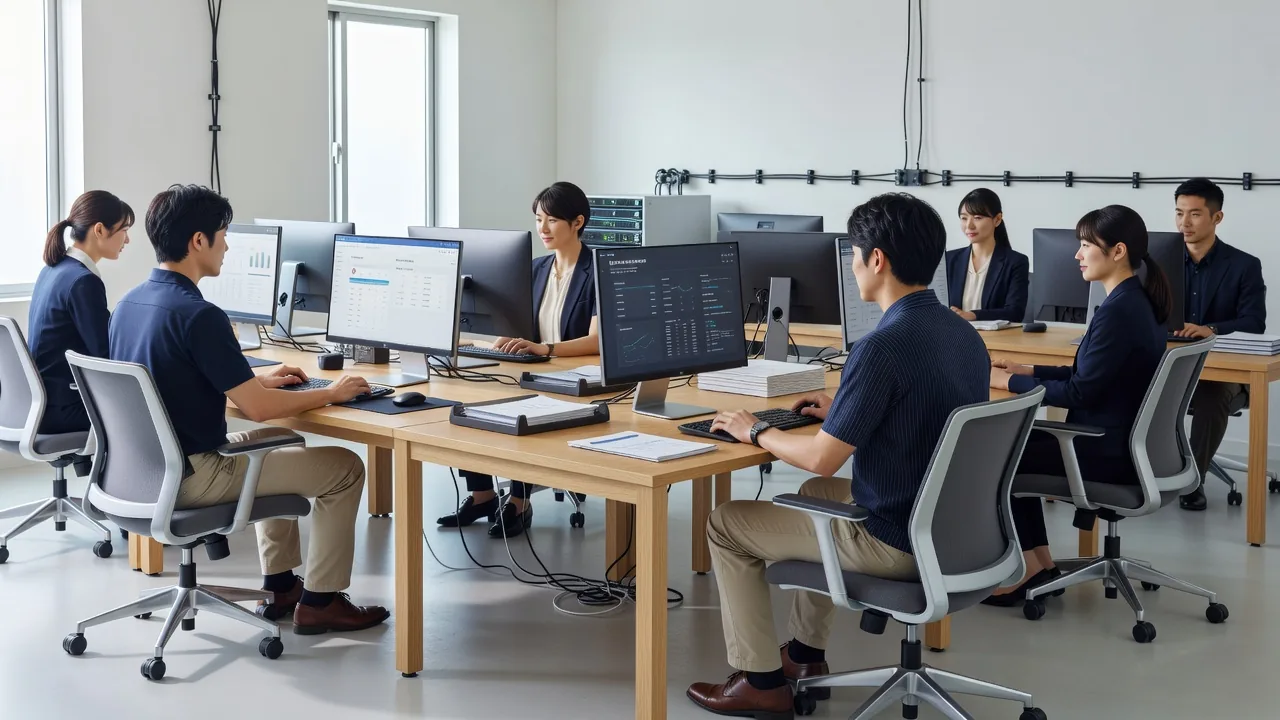オフィスで業務を行うスタッフの様子
