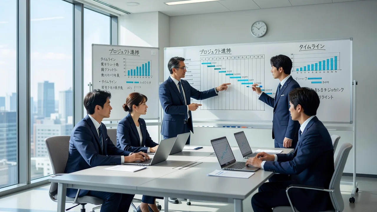 ホワイトボードを使って導入計画を整理する様子