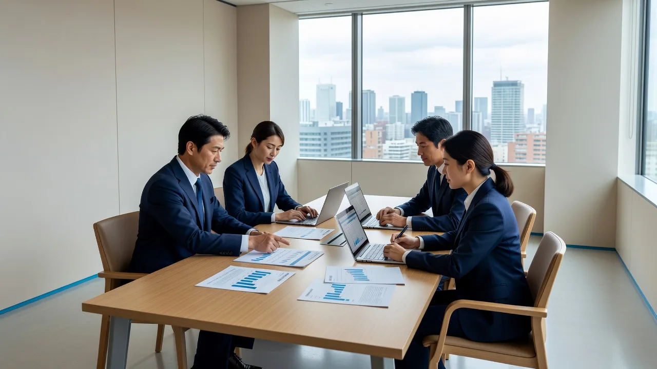 テーブルを囲んで計画を話し合うスタッフ